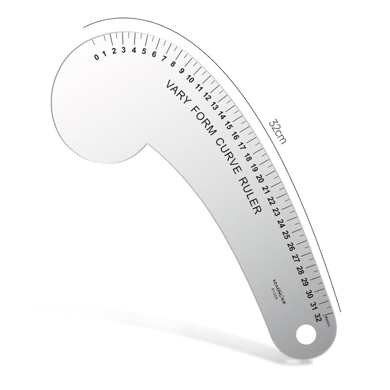 KEARING 32CM French Curve for Pattern Making, Vary Form Curve Ruler for Sewing, Aviation Aluminum Hip Curve Ruler for Measuring Sewing,Fashion Design,Quilting - Image 2